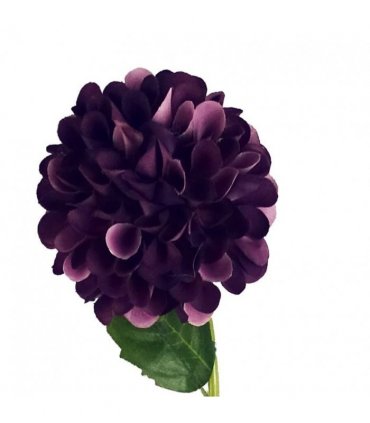 Pack of 6 x 75cm Artificial Dahlia PomPom Flower Stem Purple