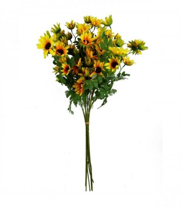 Pack of 6 x 70cm Artificial Yellow Daisy Flower Spray