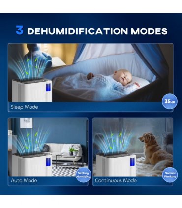 HOMCOM 12L Dehumidifier with Filter, Auto Defrost, Children Lock, for Home