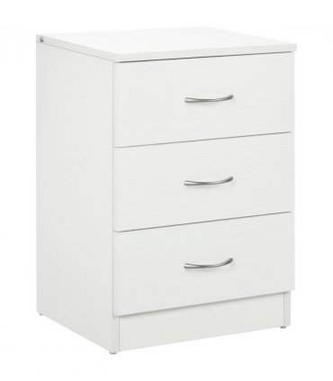 HOMCOM Modern 3 Drawers Side Cabinet Wooden Bedside Table White