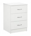 HOMCOM Modern 3 Drawers Side Cabinet Wooden Bedside Table White