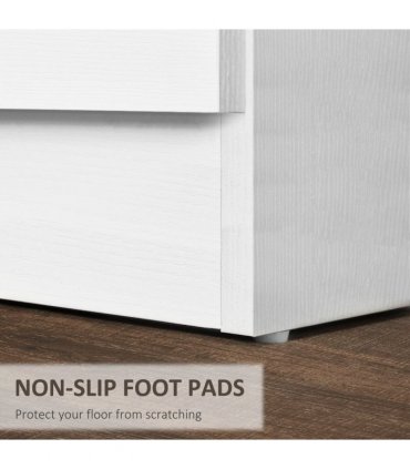 HOMCOM Modern 3 Drawers Side Cabinet Wooden Bedside Table White