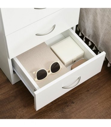 HOMCOM Modern 3 Drawers Side Cabinet Wooden Bedside Table White