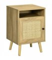 HOMCOM Nightstand, Rattan Bedside Table w/ Cabinet, Shelf, Natural
