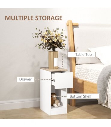 HOMCOM Bedside Tables Set of 2, Nightstands for Bedroom, Living Room, White
