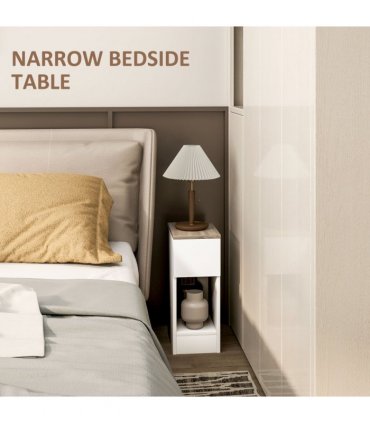 HOMCOM Bedside Tables Set of 2, Nightstands for Bedroom, Living Room, White
