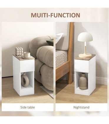 HOMCOM Bedside Tables Set of 2, Nightstands for Bedroom, Living Room, White