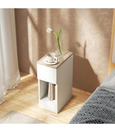 HOMCOM Bedside Tables Set of 2, Nightstands for Bedroom, Living Room, White