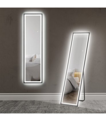 HOMCOM 150 x 40cm Full Length Mirror w/ Adjustable Lights Metal Frame Black