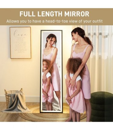 HOMCOM 150 x 40cm Full Length Mirror w/ Adjustable Lights Metal Frame Black