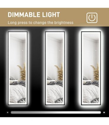 HOMCOM 150 x 40cm Full Length Mirror w/ Adjustable Lights Metal Frame Black