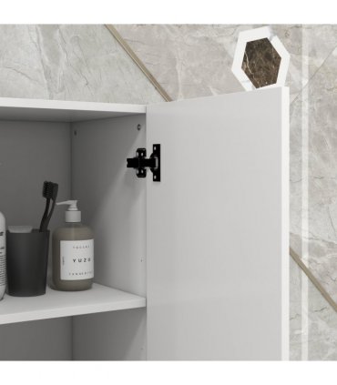 kleankin High Gloss Bathroom Storage Cabinet with Adjustable Shelves White