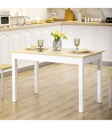 HOMCOM Dining Table for 4 to 6 Kitchen Table with Thick Legs Oak Wood Grain