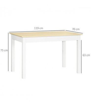 HOMCOM Dining Table for 4 to 6 Kitchen Table with Thick Legs Oak Wood Grain