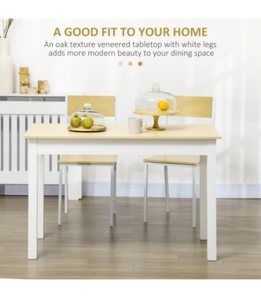 HOMCOM Dining Table for 4 to 6 Kitchen Table with Thick Legs Oak Wood Grain