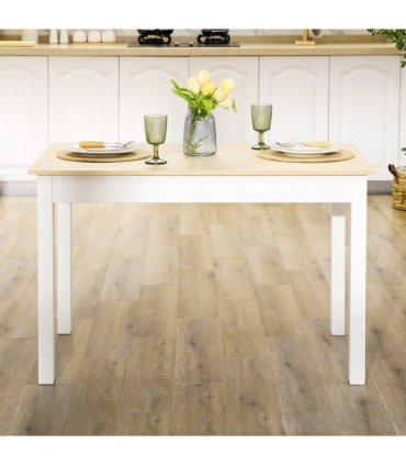 HOMCOM Dining Table for 4 to 6 Kitchen Table with Thick Legs Oak Wood Grain
