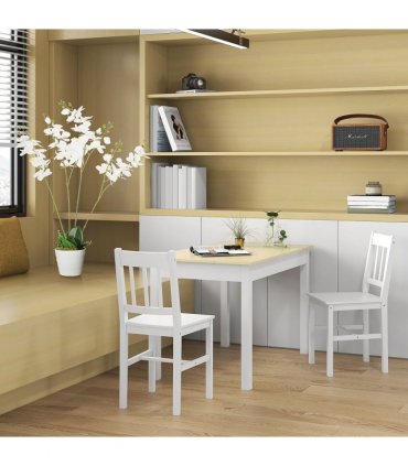 HOMCOM Dining Table for 4 to 6 Kitchen Table with Thick Legs Oak Wood Grain