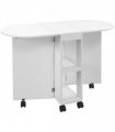 HOMCOM Folding Dining Table for Small Spaces with 2-tier Shelves White