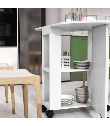 HOMCOM Folding Dining Table for Small Spaces with 2-tier Shelves White