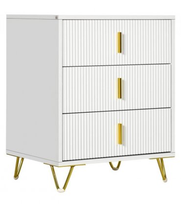 HOMCOM 3 Drawer Dresser, Chest of Drawers Storage Cabinet, White