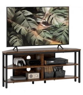 HOMCOM 50" TV Stand Cabinet, TV Unit with Storage Shelves, Rustic Brown