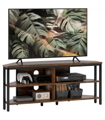 HOMCOM 50" TV Stand Cabinet, TV Unit with Storage Shelves, Rustic Brown