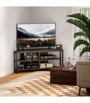 HOMCOM 50" TV Stand Cabinet, TV Unit with Storage Shelves, Rustic Brown