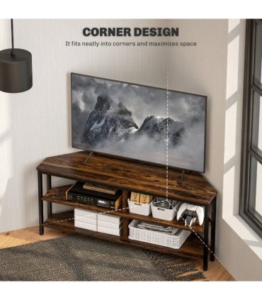 HOMCOM 50" TV Stand Cabinet, TV Unit with Storage Shelves, Rustic Brown