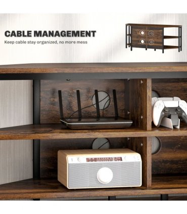 HOMCOM 50" TV Stand Cabinet, TV Unit with Storage Shelves, Rustic Brown