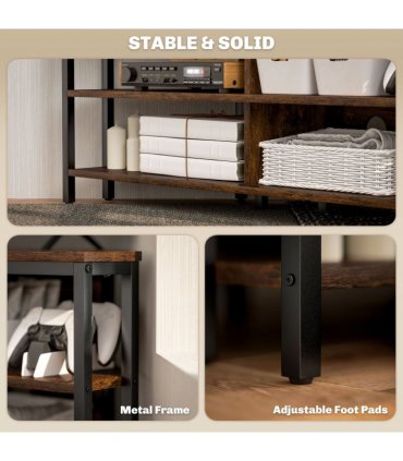 HOMCOM 50" TV Stand Cabinet, TV Unit with Storage Shelves, Rustic Brown