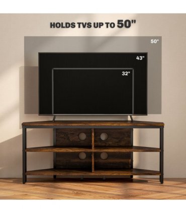 HOMCOM 50" TV Stand Cabinet, TV Unit with Storage Shelves, Rustic Brown