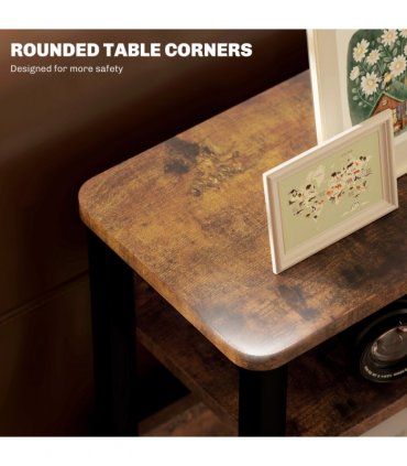 HOMCOM Narrow Side Table with Storage, Bedside End Table, Rustic Brown