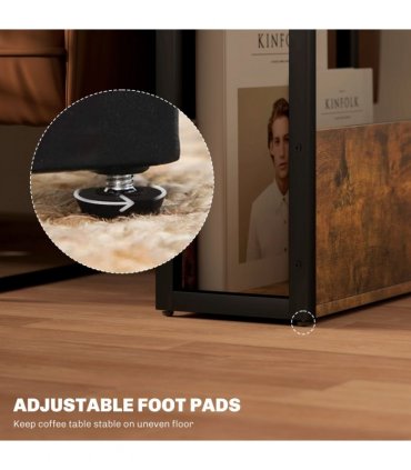 HOMCOM Narrow Side Table with Storage, Bedside End Table, Rustic Brown