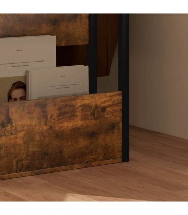 HOMCOM Narrow Side Table with Storage, Bedside End Table, Rustic Brown