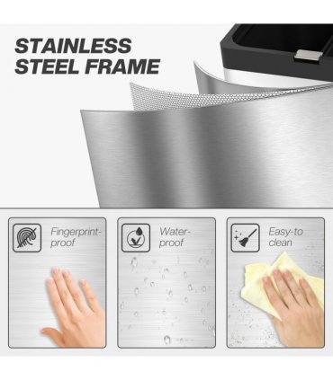 HOMCOM 3 Compartment Kitchen Bin, 56L Stainless Steel Pedal Bin with Wheels