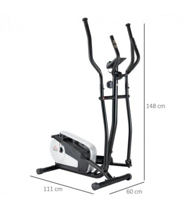 HOMCOM Elliptical Cross Trainer w/ Adjustable Resistance, LCD Monitor, Wheels