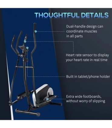 HOMCOM Elliptical Cross Trainer w/ Adjustable Resistance, LCD Monitor, Wheels