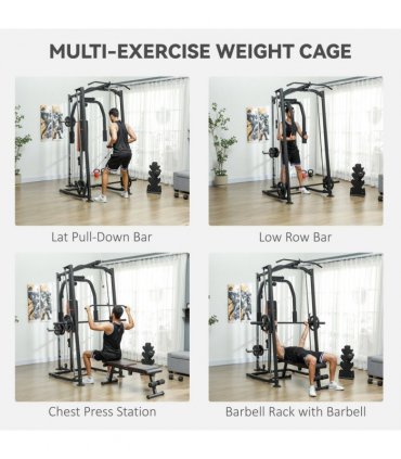 SPORTNOW Multi-Gym Smith Machine Power Cage for Home Gym Weight Lifting