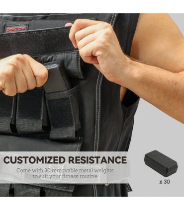 30KG Adjustable Weighted Vest with 30 Metal Weights, Running Weight Vest