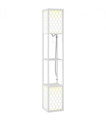HOMCOM 2-Light Modern Floor Lamp with Shelves for Living Room, Bedroom, White
