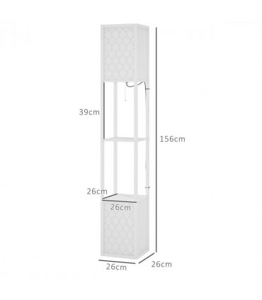HOMCOM 2-Light Modern Floor Lamp with Shelves for Living Room, Bedroom, White