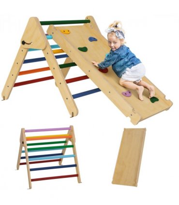 AIYAPLAY Toddler Climbing Frame, Wooden Indoor Pikler Triangle Set