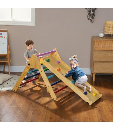 AIYAPLAY Toddler Climbing Frame, Wooden Indoor Pikler Triangle Set