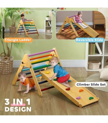 AIYAPLAY Toddler Climbing Frame, Wooden Indoor Pikler Triangle Set