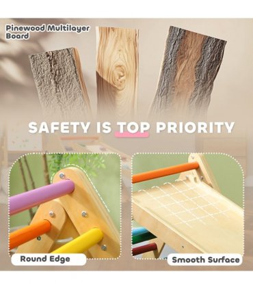 AIYAPLAY Toddler Climbing Frame, Wooden Indoor Pikler Triangle Set