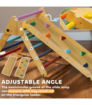 AIYAPLAY Toddler Climbing Frame, Wooden Indoor Pikler Triangle Set