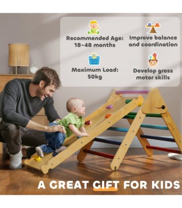 AIYAPLAY Toddler Climbing Frame, Wooden Indoor Pikler Triangle Set