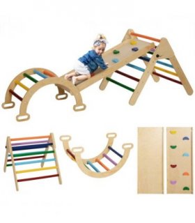 AIYAPLAY 5 in 1 Toddler Climbing Frame with Ramp, Arch, for 18-48 Months