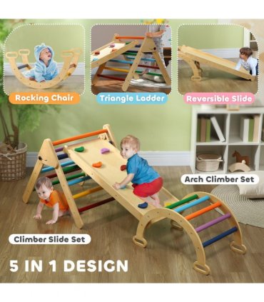AIYAPLAY 5 in 1 Toddler Climbing Frame with Ramp, Arch, for 18-48 Months