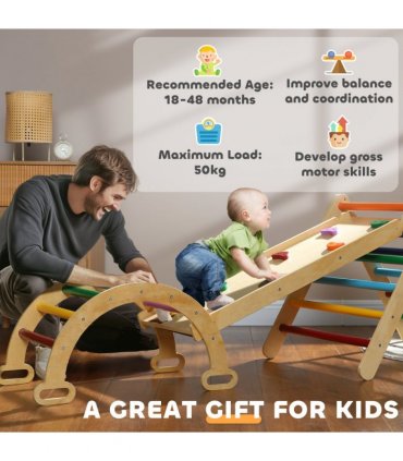 AIYAPLAY 5 in 1 Toddler Climbing Frame with Ramp, Arch, for 18-48 Months